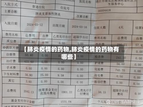 【肺炎疫情的药物,肺炎疫情的药物有哪些】